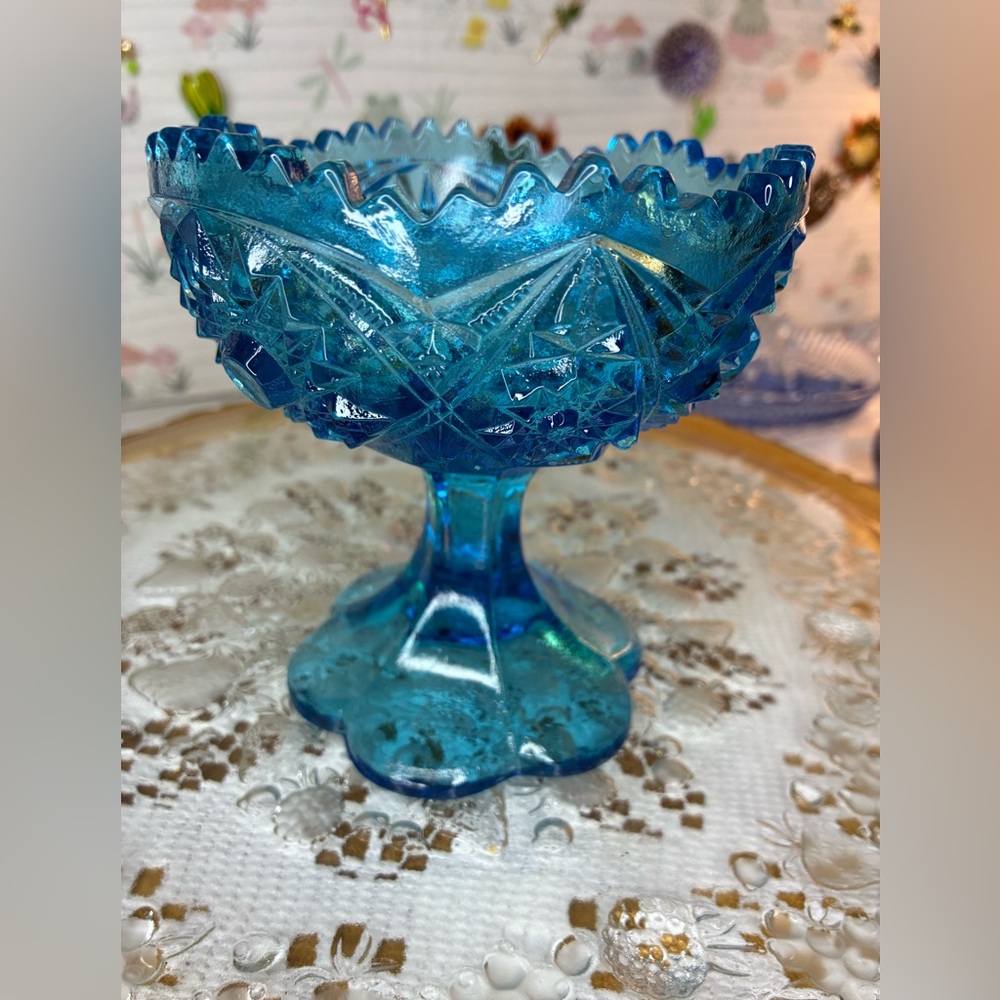 Kemple Wheaton Blue Glass Compote
